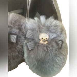 Girla Grey flats with rabbit fur